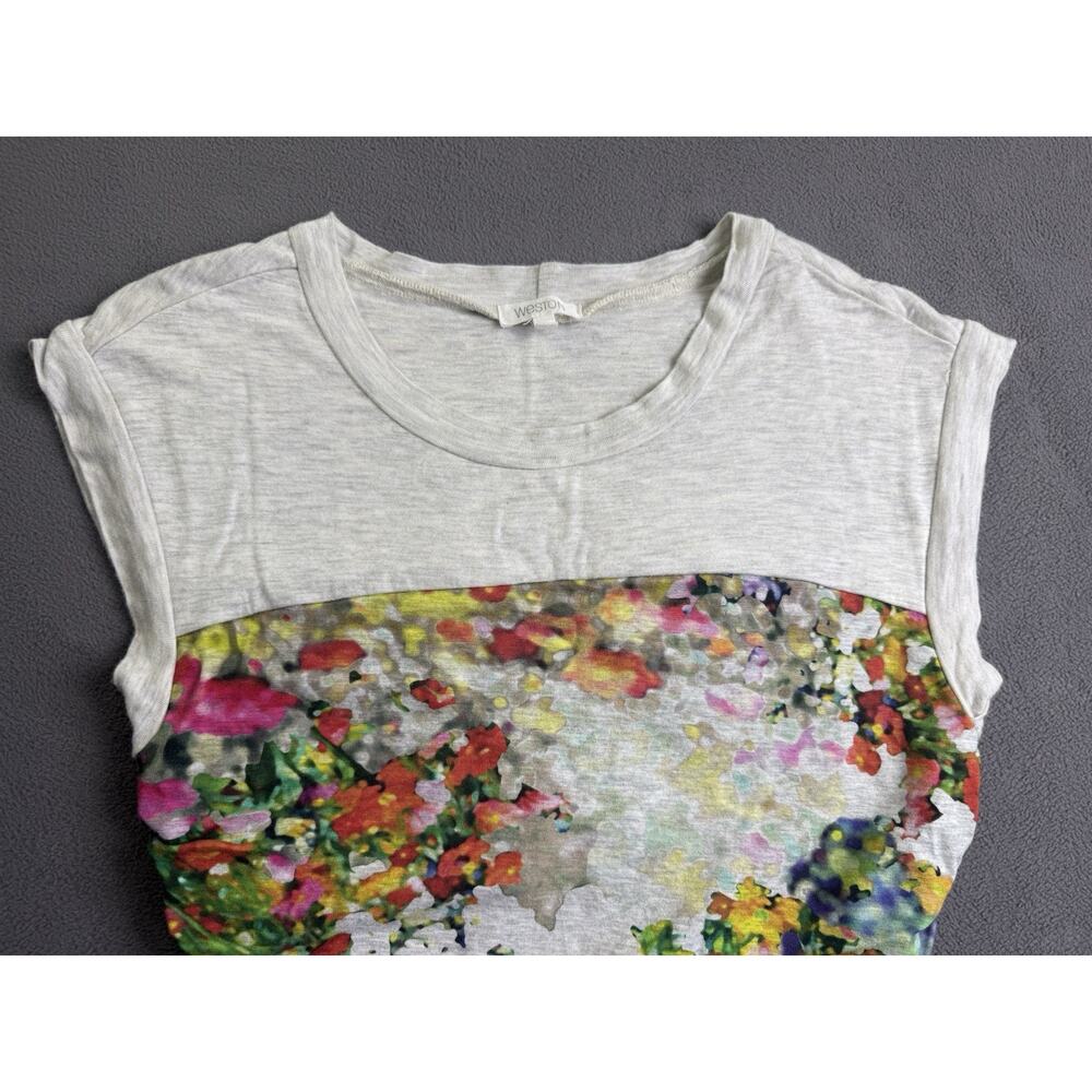 Weston S Watercolor Floral Ruched Midi Dress Bodycon Stretch Made USA Artsy - Picture 13 of 16